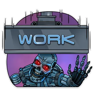😱 61b1d4a1 Terminator WORK robot, terminator, travail, film, cyborg, automatisation telegram sticker