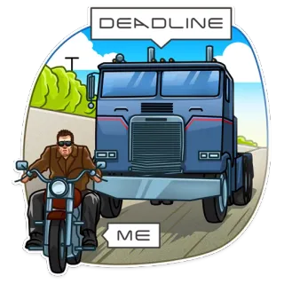 🏍 9175368d DEADLINE
ME date limite, camion, moto, conducteur, dessin animé, véhicule telegram sticker