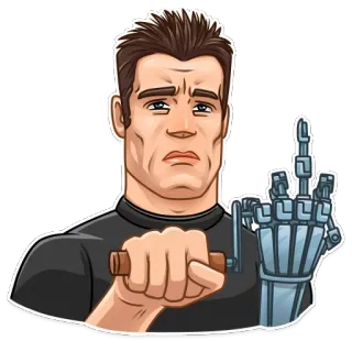 🖕 aab37350 doigt d'honneur, geste obscène, cyborg, membre artificiel, dessin animé, autocollant telegram sticker
