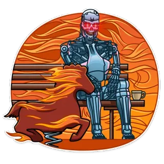 🙍‍♂ ceca0a9c Terminator, Robot, Machine, Cheval, Feu, Endosquelette, Science-fiction telegram sticker