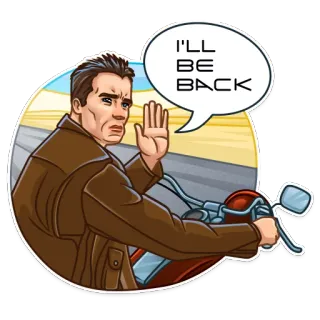 👋 d71e2096 I'LL BE BACK terminator, arnold schwarzenegger, citation de film, je reviendrai, film, action telegram sticker