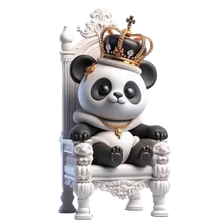 🌟 3f9b01a2 panda, oso, corona, trono, lindo, animal, dibujos animados telegram sticker