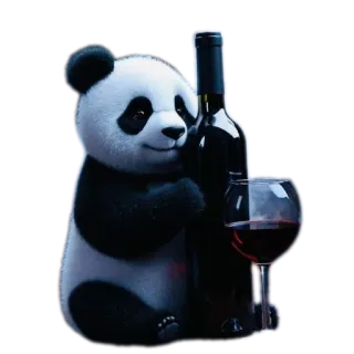 🧸 50a1f7a5 Panda, Vino, Alcohol, Lindo, Animal, Oso telegram sticker