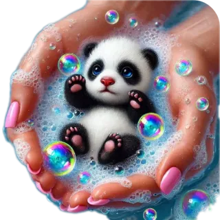 🧸 577543d1 Panda, Bebé Panda, Lindo, Animal, Burbujas, Jabón, Manos, Adorable telegram sticker
