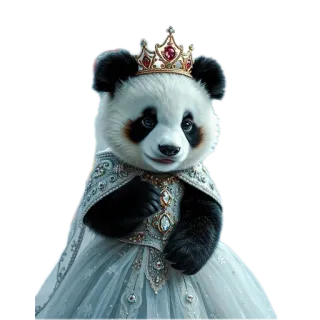 🐶 6a9443ff panda, princesa, corona, vestido, animal, lindo, real, oso telegram sticker