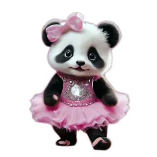 🐱 83a3571b Panda, Lindo, Animal, Dibujo animado, Bailarina, Vestido, Rosa telegram sticker