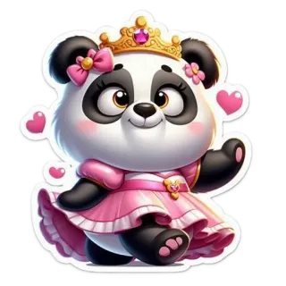 🌟 93ffce0a Panda, Princesa, Lindo, Dibujos animados, Animal, Rosa, Corona, Pegatina telegram sticker