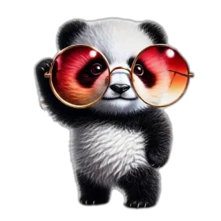 🐱 db81062b Panda, Animal, Lindo, Gafas, Oso, Dibujos animados telegram sticker