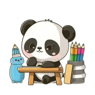 🐱 f234c4c7 Panda, Lindo, Dibujo animado, Dibujo, Arte, Kawaii, Lápiz, Goma de borrar telegram sticker
