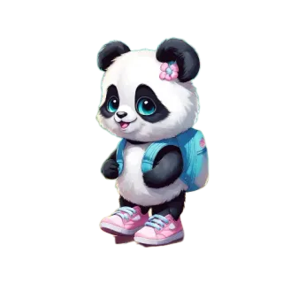 🐱 f745d290 Panda, Dibujos animados, Lindo, Animal, Mochila, Kawaii telegram sticker