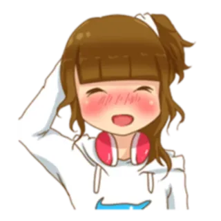 😁 15cb0c4c 만화, 소녀, 미소, 애니메이션, 행복, 헤드폰, 귀여운 whatsapp sticker