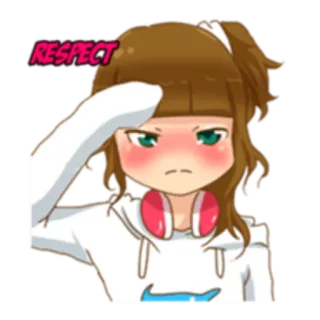 😕 a312f046 RESPECT 애니메이션 소녀, 경례, 존경, 만화, 귀여운, 디지털 아트 whatsapp sticker