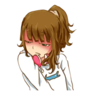 😞 dbfc5322 애니메이션 여자, 만화 캐릭터, 얼굴을 붉히는, 당황한, 귀여운, 여자 whatsapp sticker