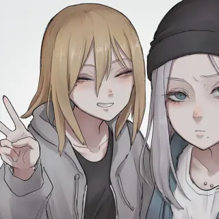 👯‍♀ 32a9e75e anime, girl, peace sign, friendship telegram sticker