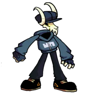 🆙 75c8102e Tabi Friday Night Funkin' Tabi, Friday Night Funkin', horns, skull, hat, hoodie, character telegram sticker