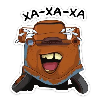 😂 0071ab1d Mater Cars XA-XA-XA 卡通, 笑, 汽车, 拖车, 动画 telegram sticker