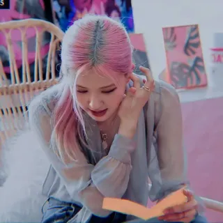 🍐 557852ff Rosé K-Pop, Sängerin, Rose, Blackpink, Frau, Person, Promi, pinke Haare telegram sticker