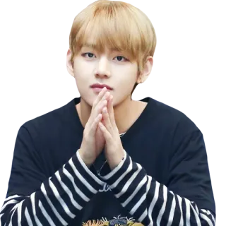 🙏 348982b6 V persona, retrato, hombre, cantante, K-pop, BTS, moda telegram sticker