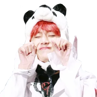 🤗 5b2a494c persona, panda, sombrero, ojos cerrados, asiático, lindo telegram sticker