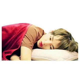 😴 71cd2782 persona, acostado, durmiendo, manta roja, almohada telegram sticker