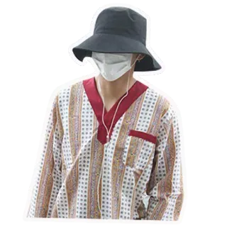 😷 b2a7c28b persona, sombrero, ropa, máscara, patrón, estilo telegram sticker