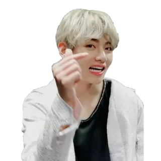 ❤️ 01b3d6c4 V K-pop, idol, finger heart, celebrity, singer whatsapp sticker