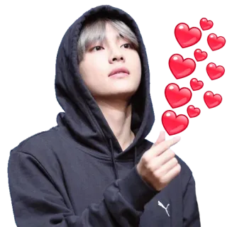 ❤️ 411de940 V K-pop, Korean, heart, finger heart, love, idol, male whatsapp sticker
