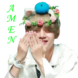 🤲 5046c15f 좋아해 kpop, idol, flower crown, cute, celebrity whatsapp sticker