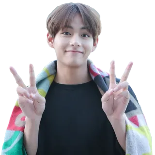 ✌️ 629734f5 V kpop, bts, v, singer, peace sign whatsapp sticker