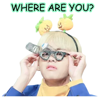 👀 964f42fe WHERE ARE YOU? person, question, headband, expression whatsapp sticker
