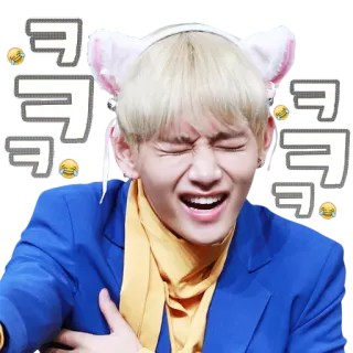 🤣 da45cbfb ㅋㅋ laughing, Korean, cat ears, meme, expression whatsapp sticker