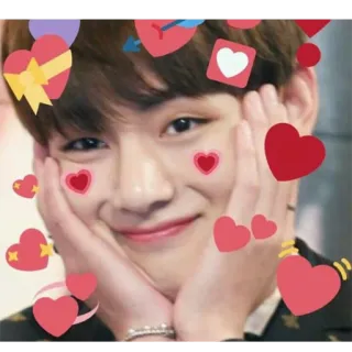 🤗 de4480e0 V kpop, bts, v, kim taehyung, hearts, cute, love whatsapp sticker