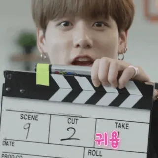 🍃 0bff4529 귀엽 K-pop, Korea, lucu, pembuatan film, clapperboard telegram sticker