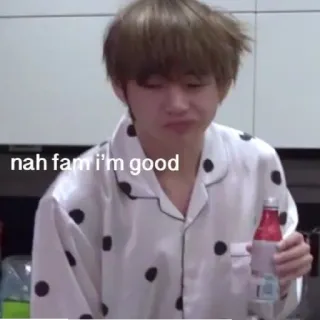 😄 6477987b nah fam i'm good Meme, Drôle, Kpop, Non, Expression telegram sticker