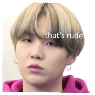 😄 8a689682 Suga that's rude kpop, bts, suga, impertinent, meme, drôle, sticker telegram sticker