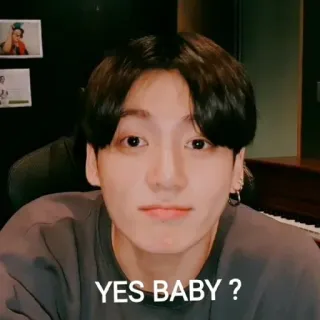 😄 9ca5ff40 YES BABY ? kpop, oui, bébé, jungkook, pop coréenne telegram sticker