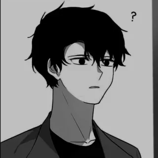 🍁 939818c6 ? bối rối, câu hỏi, đàn ông, phong cách anime, thang độ xám telegram sticker