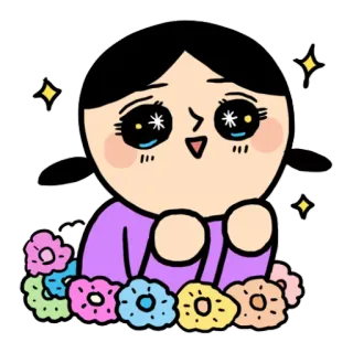 😍 a2963846 만화, 꽃, 여자, 반짝이, 귀여운 telegram sticker