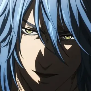 😒 15b28a7a Anime, Męski, Poważny, Niebieskie włosy, Zielone oczy telegram sticker