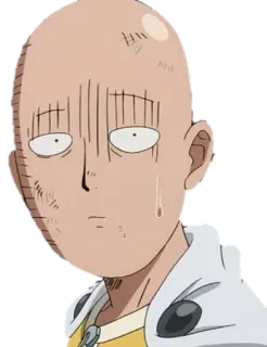 😰 354e8ce9 Saitama One-Punch Man Anime, Bohater, Łysy, Bezwyrązowy, Zmęczony telegram sticker