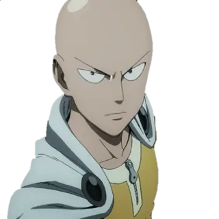 😠 53558d0b Saitama One-Punch Man Anime, Bohater, Łysy, Poważny, Manga telegram sticker