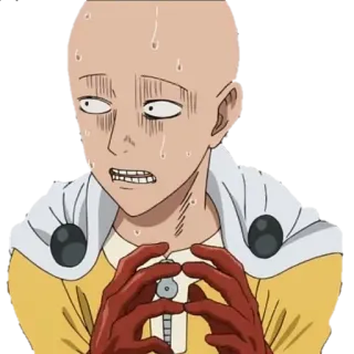 😨 97c54aeb Saitama One-Punch Man Anime, Bohater, Manga, Zmartwiony, Saitama telegram sticker