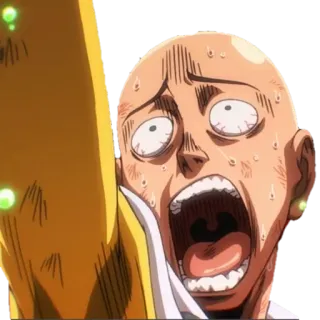 😲 d73ab5a4 Saitama One-Punch Man anime, bohater, łysy, zszokowany, zrozpaczony telegram sticker