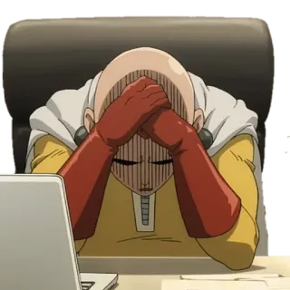 🤦‍♂ fd460569 Saitama One-Punch Man Anime, Smutny, Bohater, Zmęczony, Saitama telegram sticker
