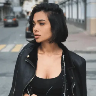 🃏 13f814d4 woman, street style, portrait, urban, fashion, leather jacket telegram sticker