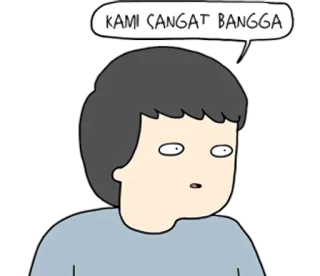 👍 1871e264 KAMI SANGAT BANGGA 卡通, 对话框, 骄傲, 男人, 绘画 telegram sticker