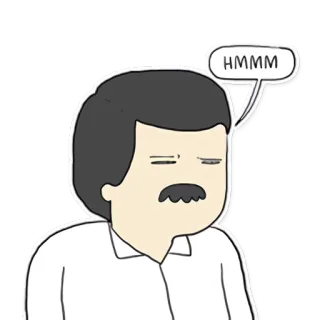 😑 0673202e HMMM pensando, hombre, hmmm, dudoso, dibujos animados telegram sticker