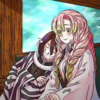 🎟 347f9ad1 Mitsuri Kanroji Demon Slayer Anime, Para, Postacie, Słodkie, Miłość, Romans, Demon Slayer telegram sticker