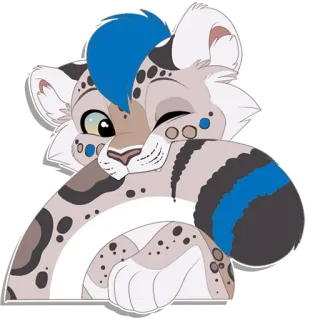 😺 013efc79 adesivo, furry, animal, leopardo, azul, fofo, desenho animado telegram sticker