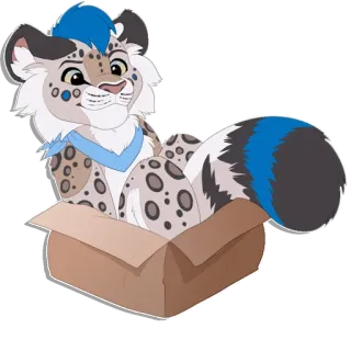 📦 0b5257d0 Leopardo-das-neves, Furry, Animal, Caixa, Fofo, Mamífero, Desenho animado telegram sticker